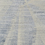 9' X 13' Ivory and Blue Abstract Hand Knotted Worn Faded Area Rug