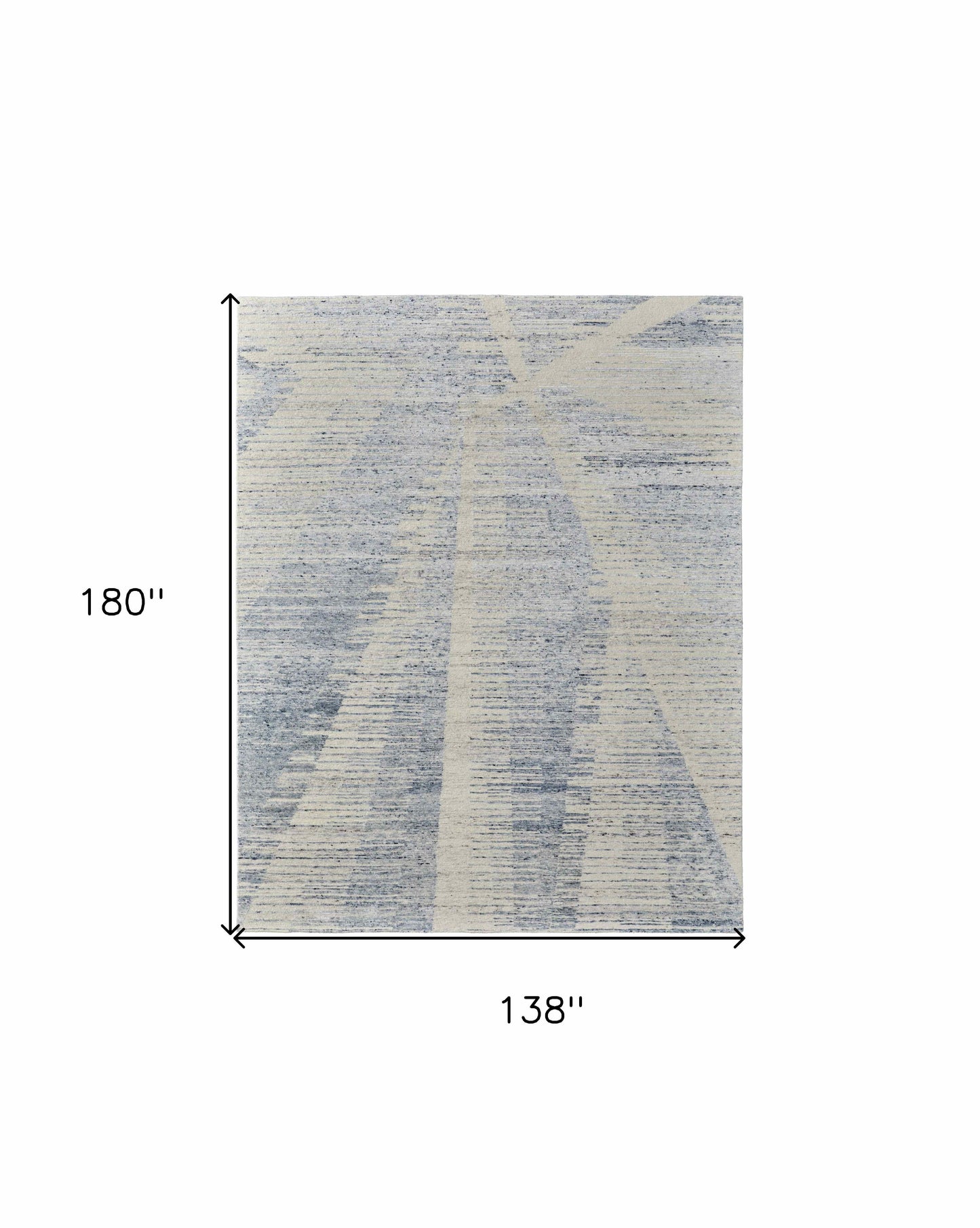 12' X 15' Ivory and Blue Abstract Hand Knotted Worn Faded Area Rug