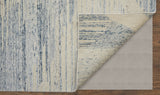 12' X 15' Ivory and Blue Abstract Hand Knotted Worn Faded Area Rug