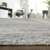 3' X 5' Ivory and Gray Abstract Hand Knotted Worn Faded Area Rug