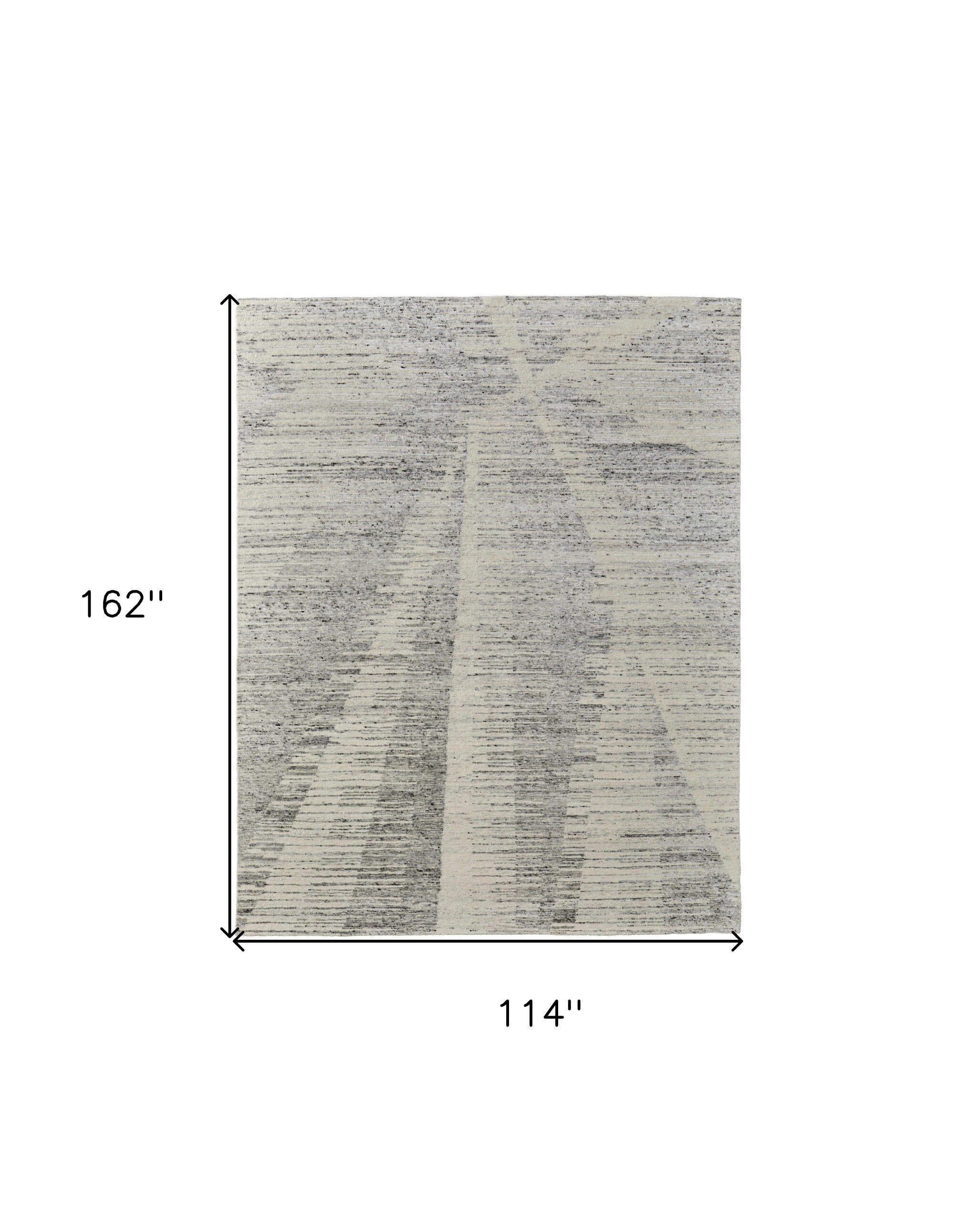 9' X 13' Ivory and Gray Abstract Hand Knotted Worn Faded Area Rug