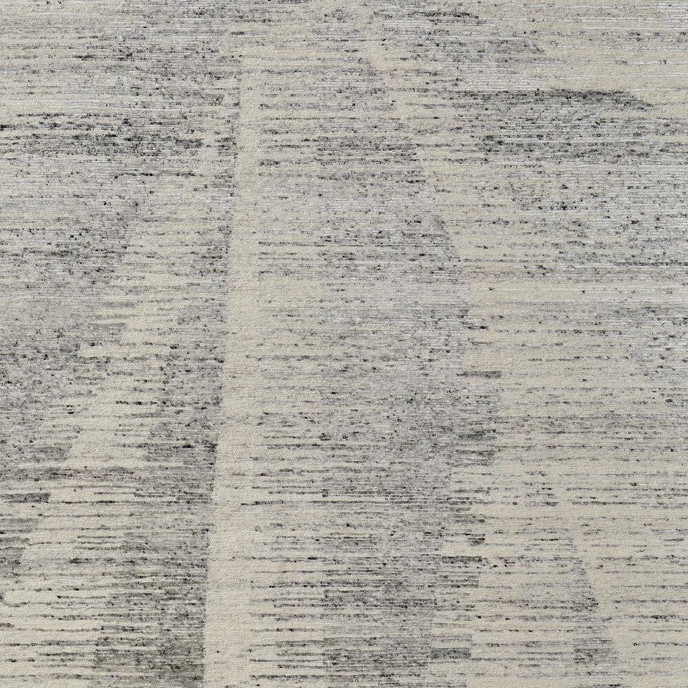 9' X 13' Ivory and Gray Abstract Hand Knotted Worn Faded Area Rug