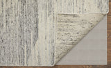 9' X 13' Ivory and Gray Abstract Hand Knotted Worn Faded Area Rug