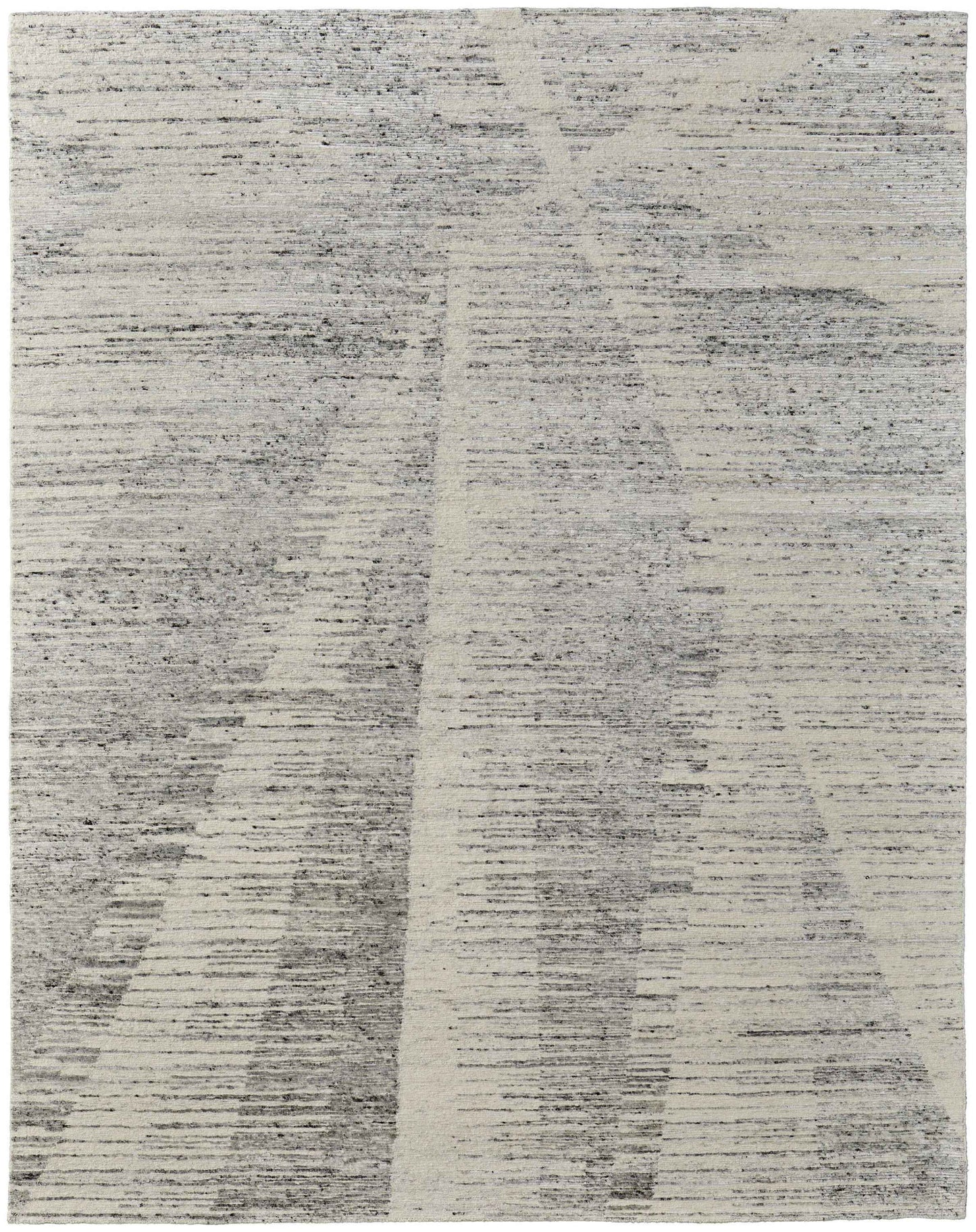 12' X 15' Ivory and Gray Abstract Hand Knotted Worn Faded Area Rug