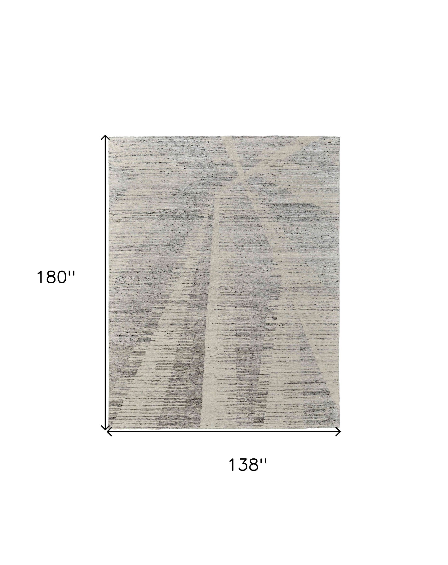 12' X 15' Ivory and Gray Abstract Hand Knotted Worn Faded Area Rug