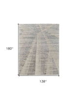 12' X 15' Ivory and Gray Abstract Hand Knotted Worn Faded Area Rug