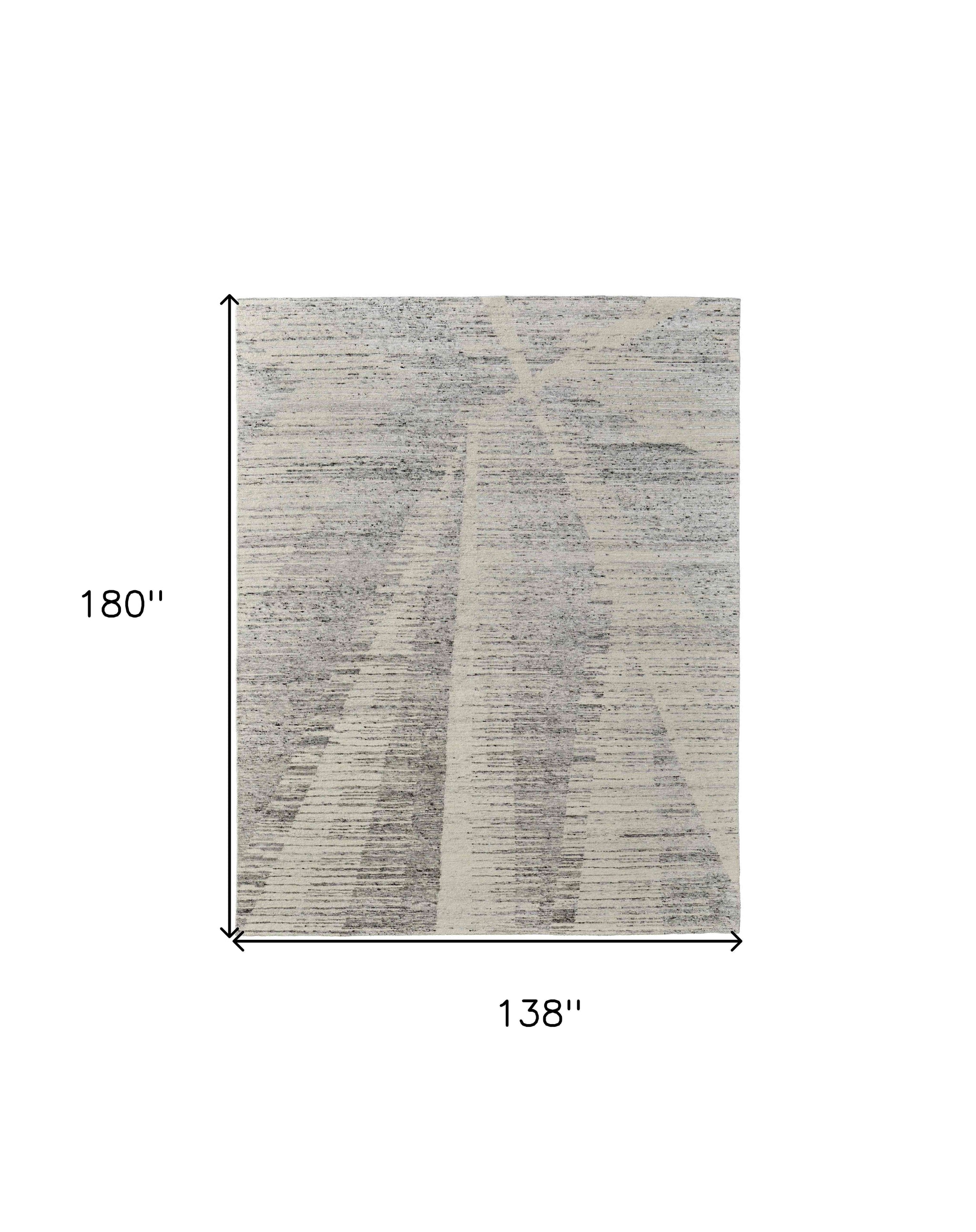 12' X 15' Ivory and Gray Abstract Hand Knotted Worn Faded Area Rug