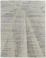 12' X 15' Ivory and Gray Abstract Hand Knotted Worn Faded Area Rug