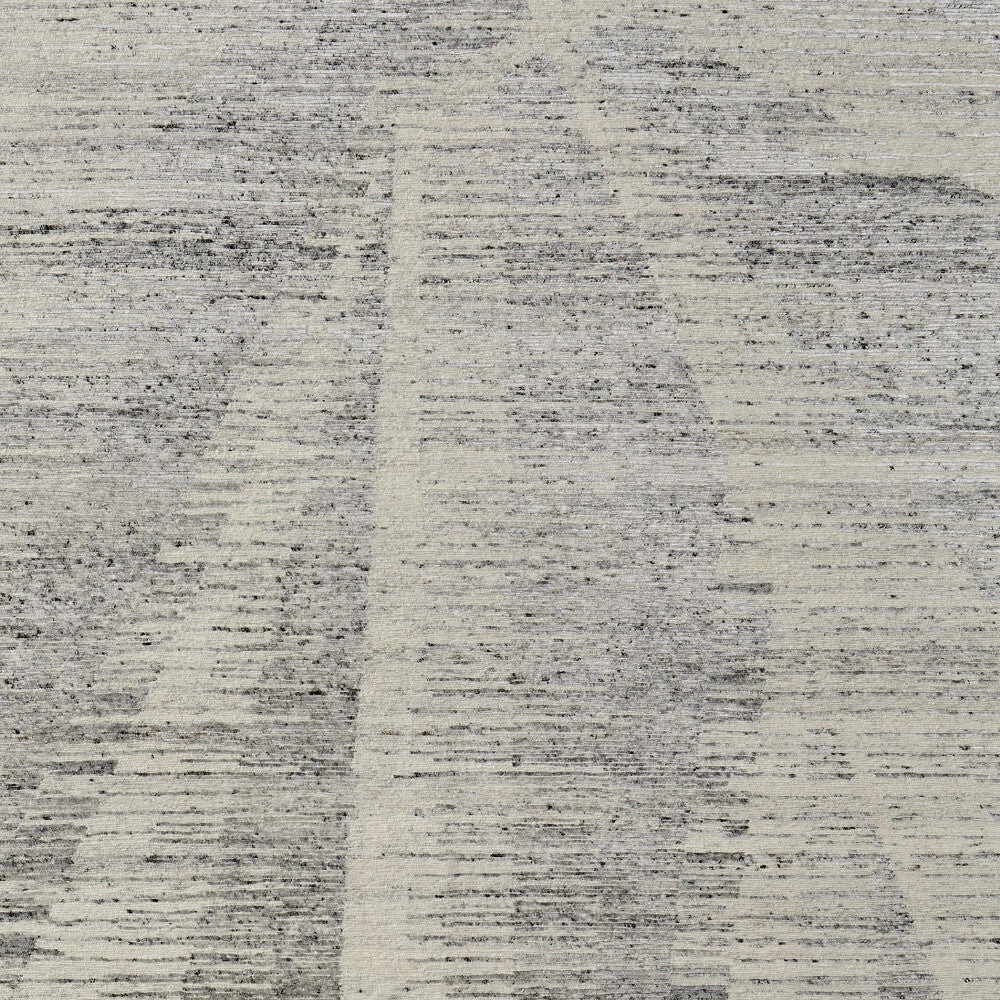 12' X 15' Ivory and Gray Abstract Hand Knotted Worn Faded Area Rug