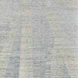 3' X 5' Ivory and Blue Abstract Hand Knotted Worn Faded Area Rug