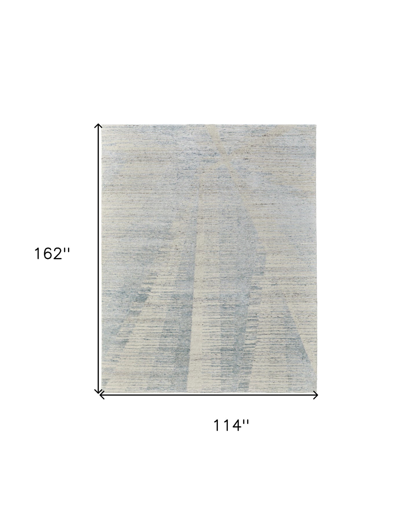 9' X 13' Ivory and Blue Abstract Hand Knotted Worn Faded Area Rug