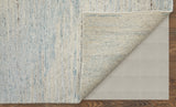 9' X 13' Ivory and Blue Abstract Hand Knotted Worn Faded Area Rug