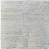 9' X 13' Ivory and Blue Abstract Hand Knotted Worn Faded Area Rug