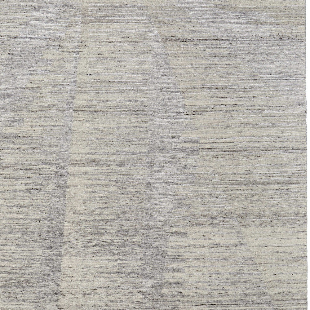 3' X 5' Ivory and Gray Abstract Hand Knotted Worn Faded Area Rug