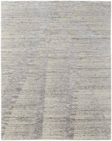 12' X 15' Ivory and Gray Abstract Hand Knotted Worn Faded Area Rug