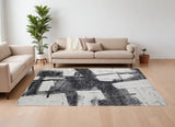 12' X 15' Black and Gray Abstract Hand Woven Area Rug