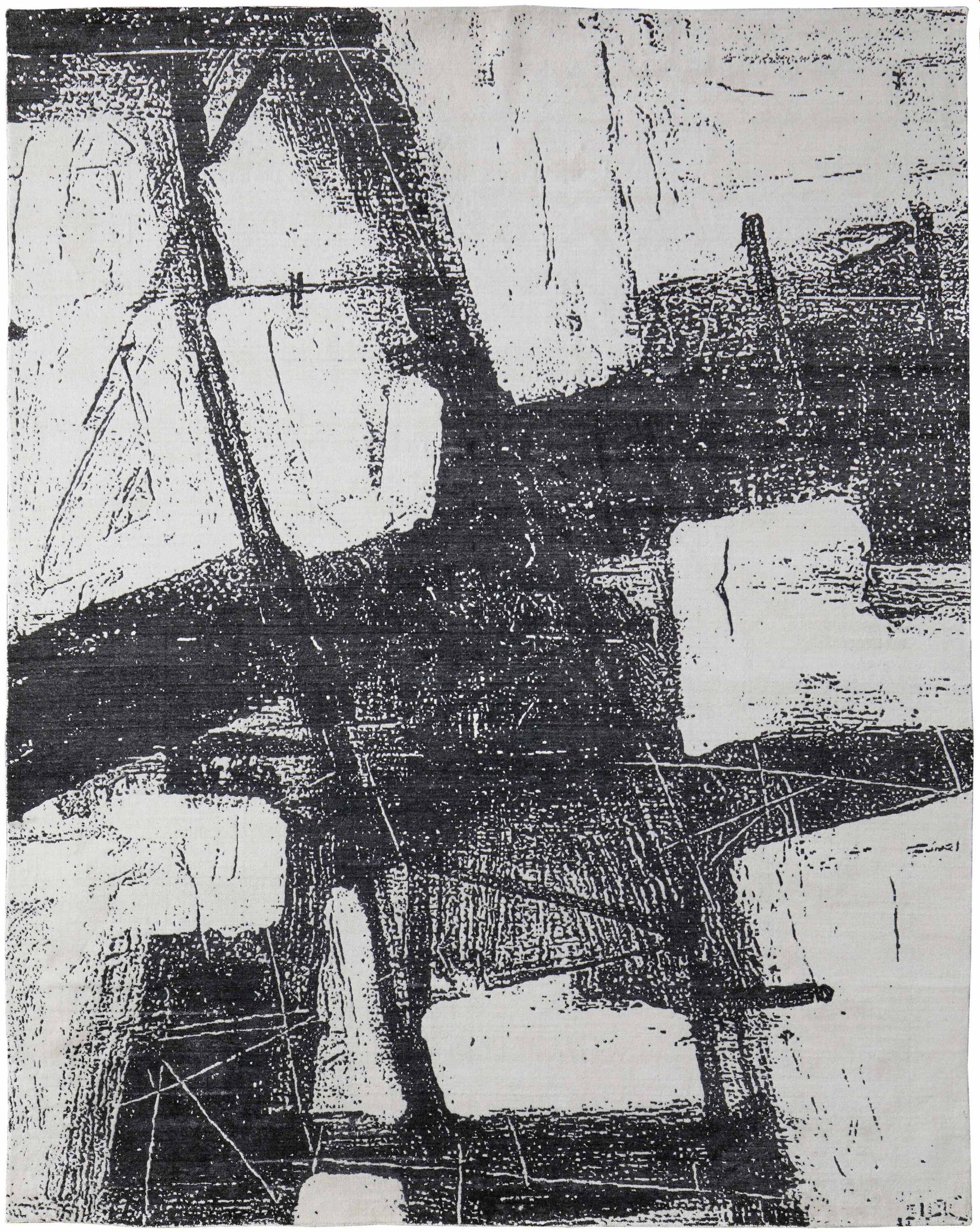 12' X 15' Black and Gray Abstract Hand Woven Area Rug