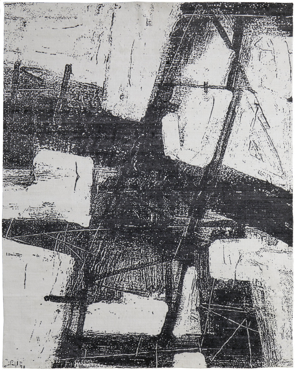 12' X 15' Black and Gray Abstract Hand Woven Area Rug