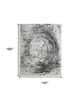 12' X 15' Black and Gray Abstract Hand Woven Area Rug