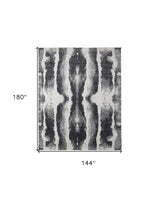 12' X 15' Black and Gray Abstract Hand Woven Area Rug