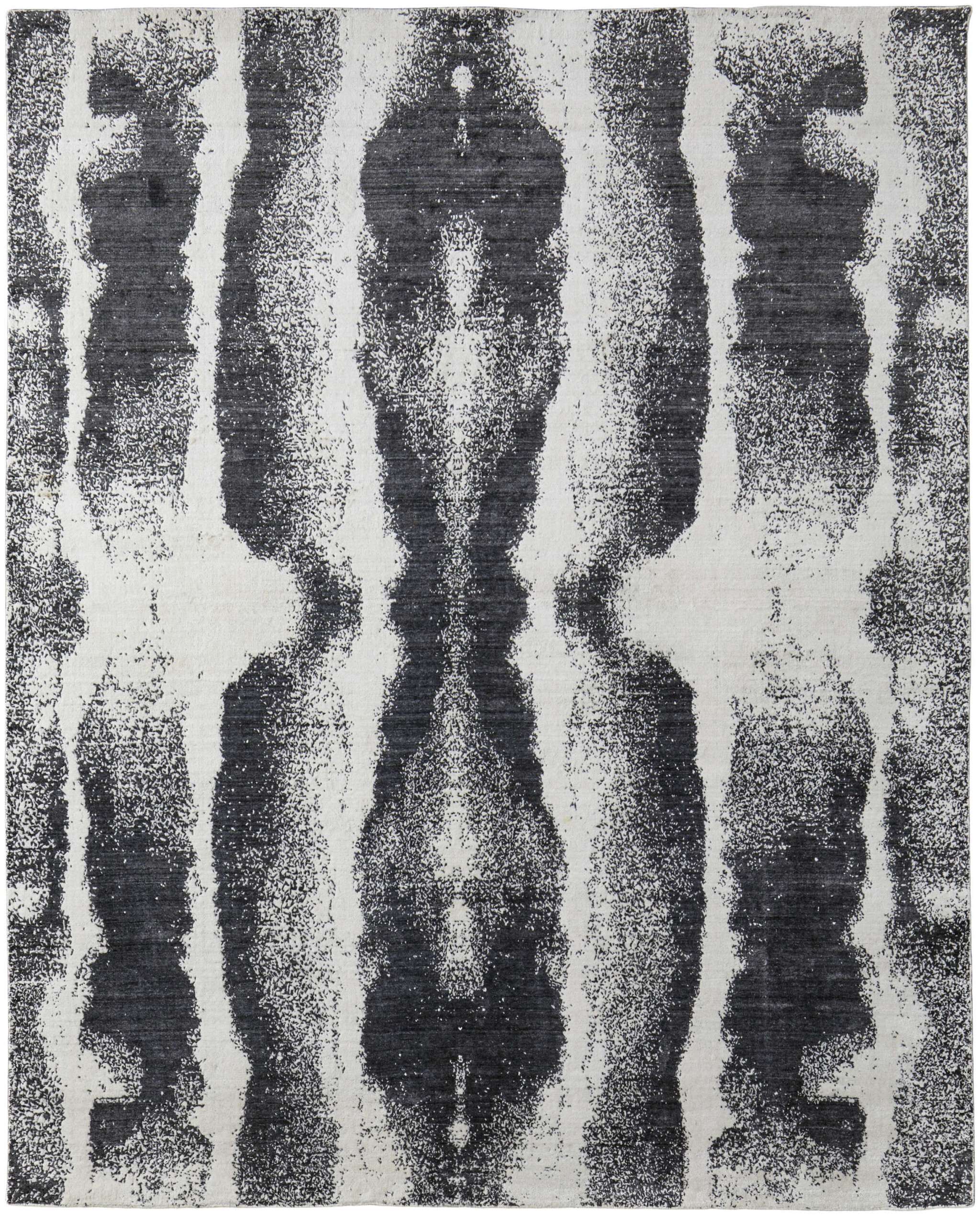 12' X 15' Black and Gray Abstract Hand Woven Area Rug