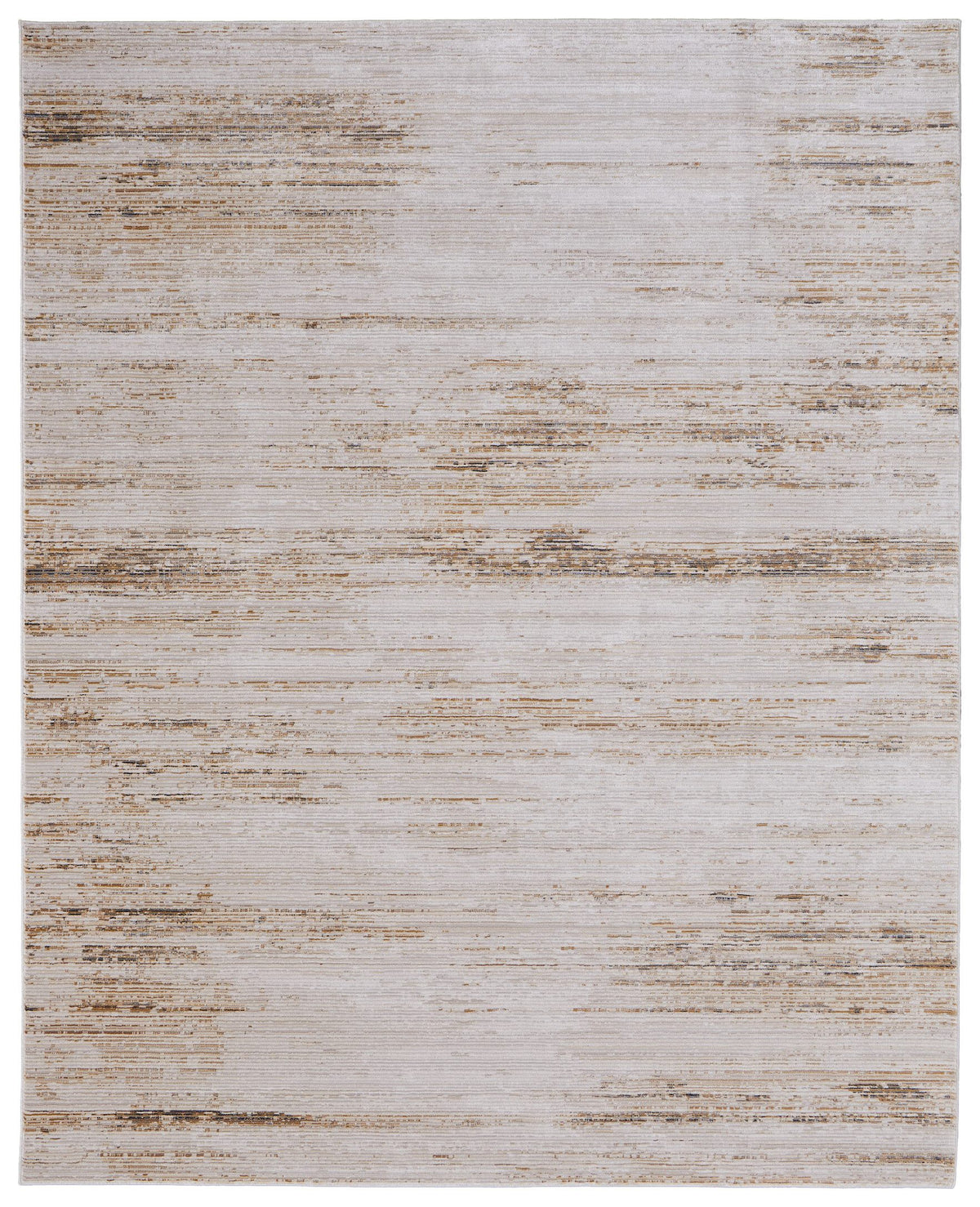 9' X 13' Ivory and Tan Abstract Power Loom Worn Faded Area Rug
