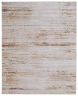9' X 13' Ivory and Tan Abstract Power Loom Worn Faded Area Rug