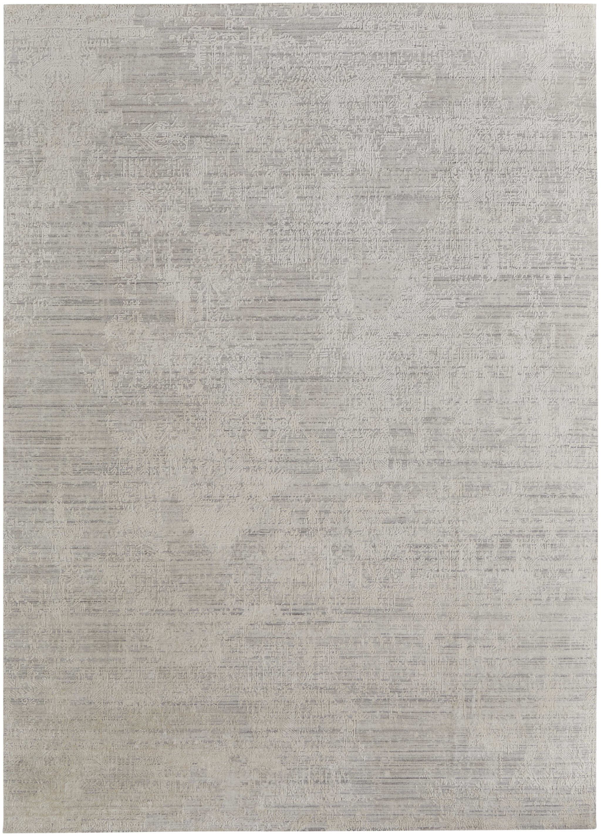 10' X 14' Gray and Ivory Abstract Hand Woven Worn Faded Area Rug