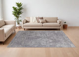 12' X 15' Gray Abstract Hand Woven Worn Faded Area Rug