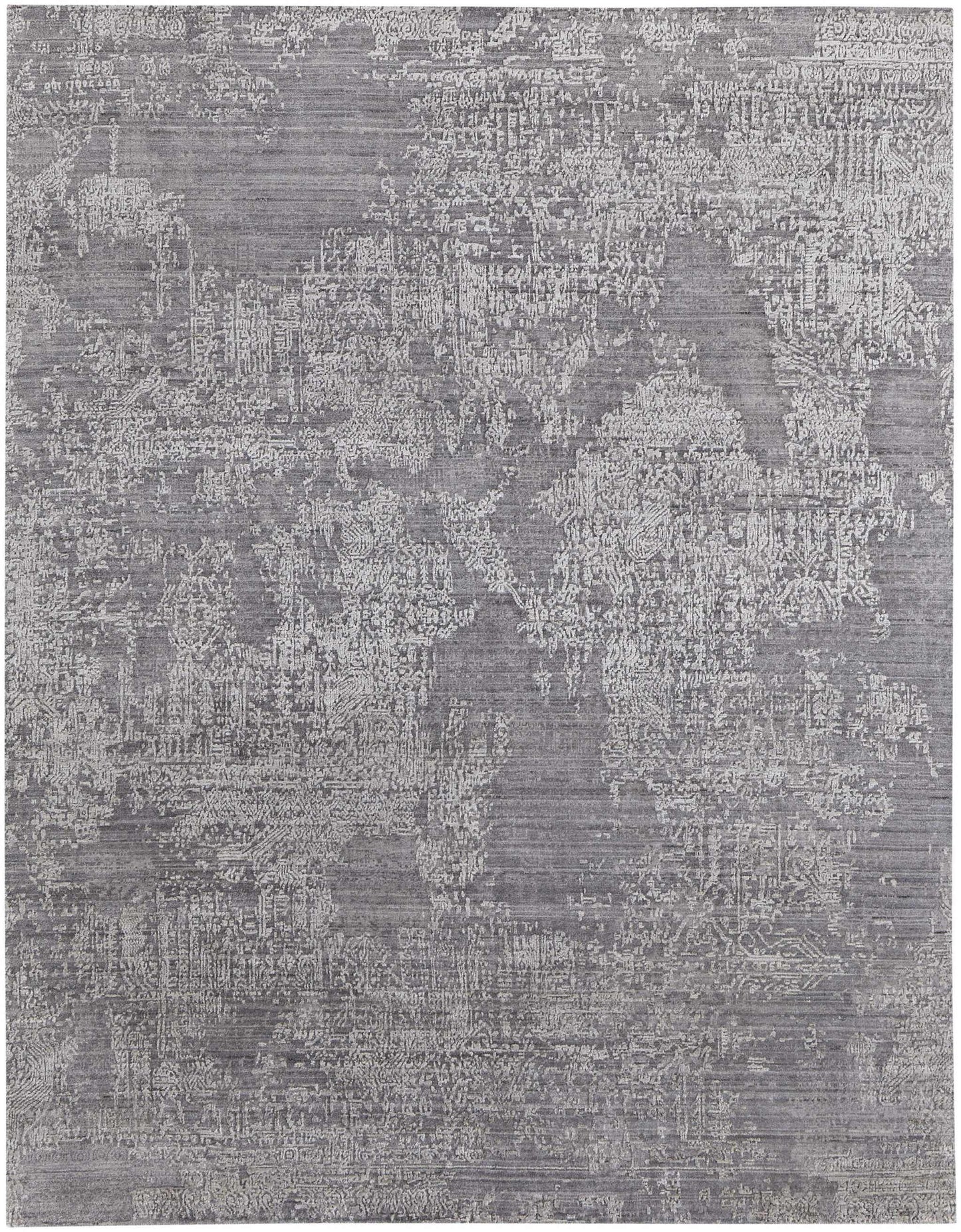 12' X 15' Gray Abstract Hand Woven Worn Faded Area Rug