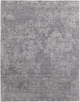 12' X 15' Gray Abstract Hand Woven Worn Faded Area Rug
