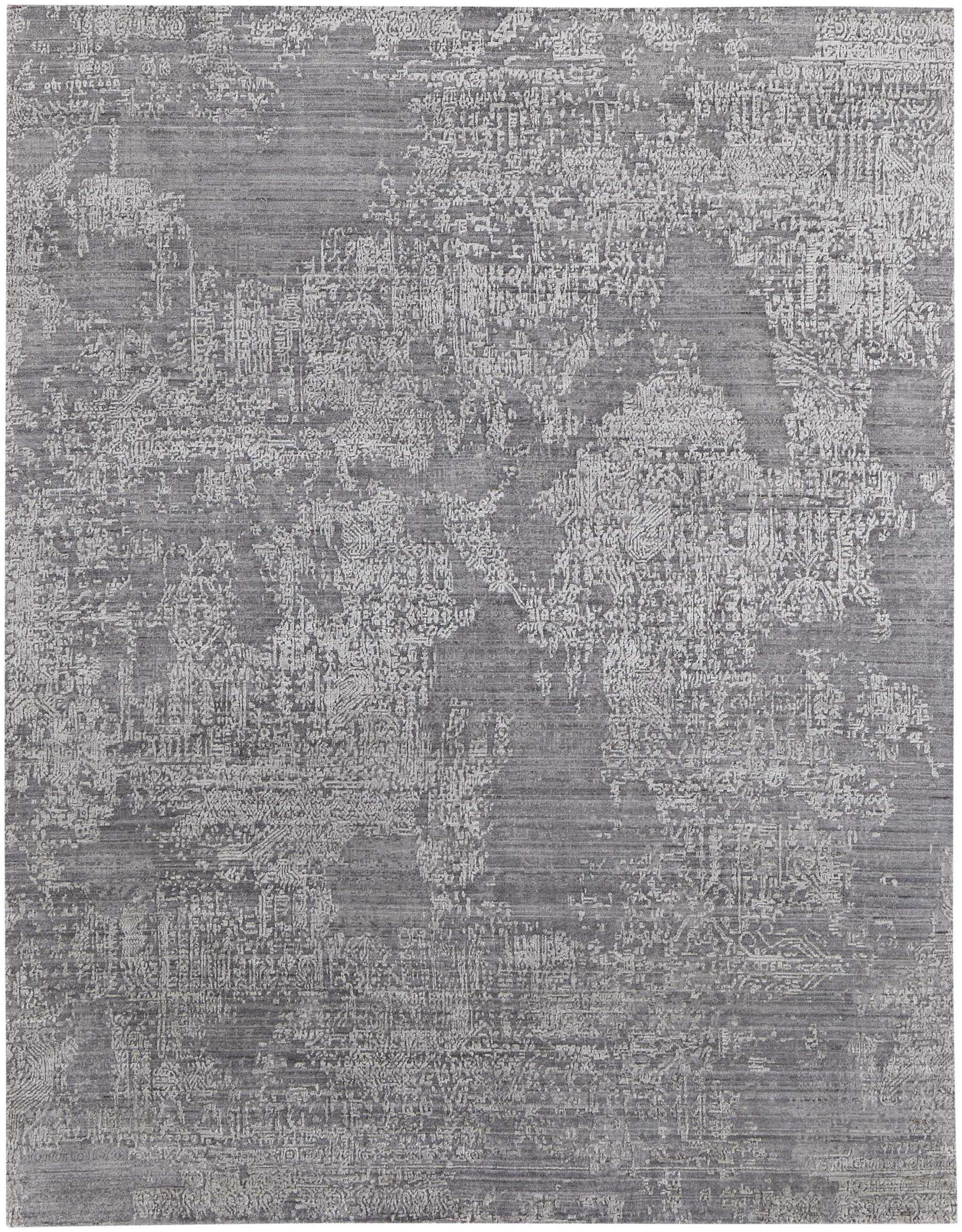 12' X 15' Gray Abstract Hand Woven Worn Faded Area Rug