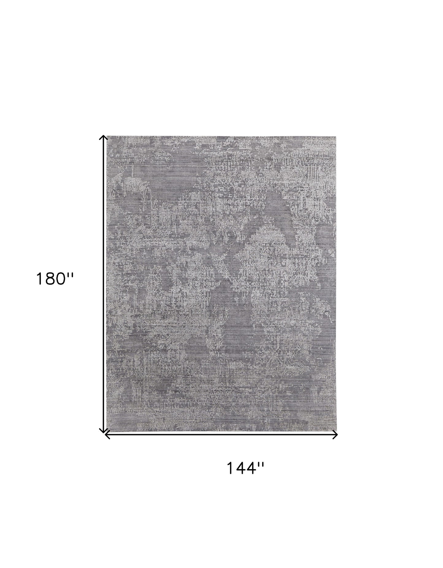 12' X 15' Gray Abstract Hand Woven Worn Faded Area Rug