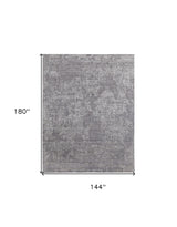 12' X 15' Gray Abstract Hand Woven Worn Faded Area Rug