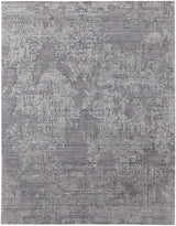 12' X 15' Gray Abstract Hand Woven Worn Faded Area Rug