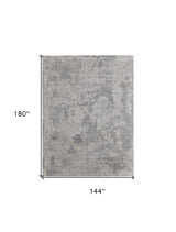 12' X 15' Gray and Silver Abstract Hand Woven Worn Faded Area Rug