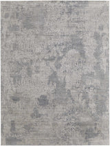 12' X 15' Gray and Silver Abstract Hand Woven Worn Faded Area Rug