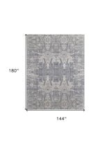 12' X 15' Gray and Silver Abstract Hand Woven Worn Faded Area Rug