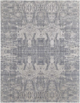 12' X 15' Gray and Silver Abstract Hand Woven Worn Faded Area Rug