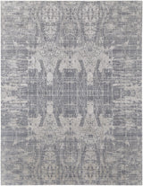 12' X 15' Gray and Silver Abstract Hand Woven Worn Faded Area Rug