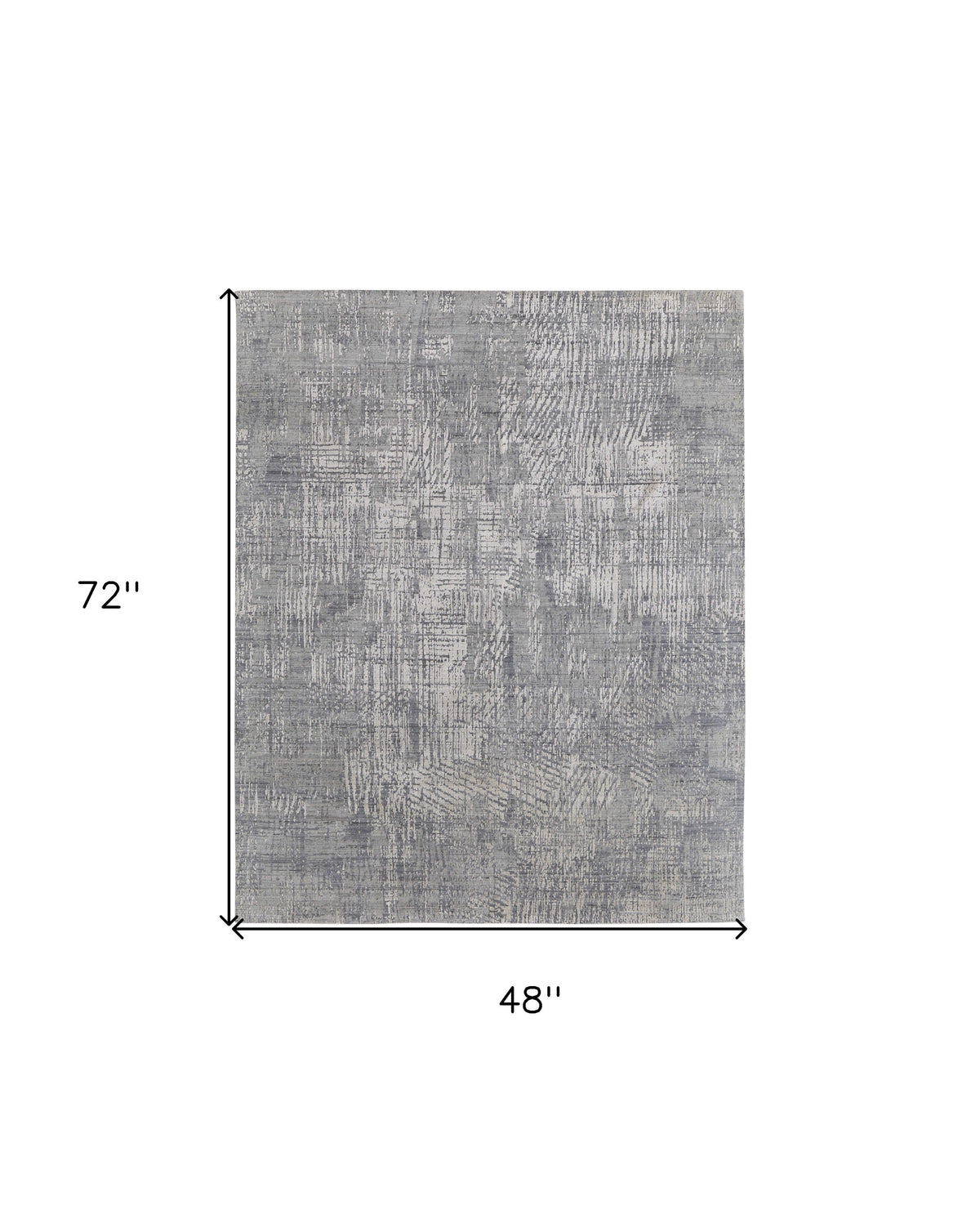 4' X 6' Gray and Silver Abstract Hand Woven Worn Faded Area Rug