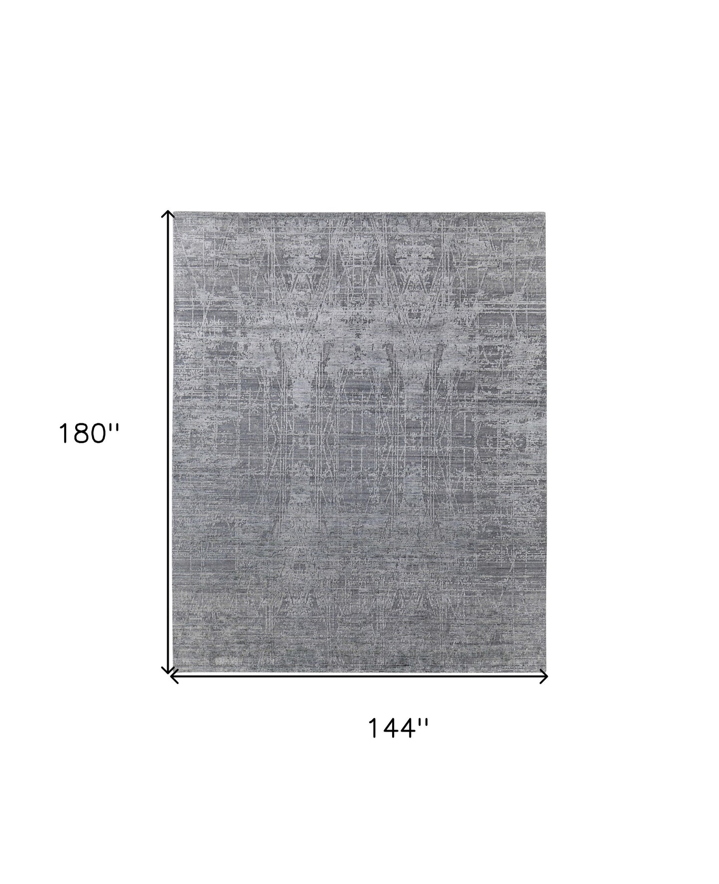 12' X 15' Gray and Silver Abstract Hand Woven Worn Faded Area Rug