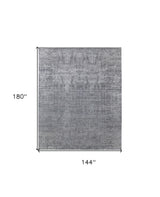 12' X 15' Gray and Silver Abstract Hand Woven Worn Faded Area Rug