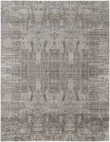 12' X 15' Gray and Silver Abstract Hand Woven Worn Faded Area Rug