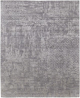 12' X 15' Gray and Silver Abstract Hand Woven Worn Faded Area Rug