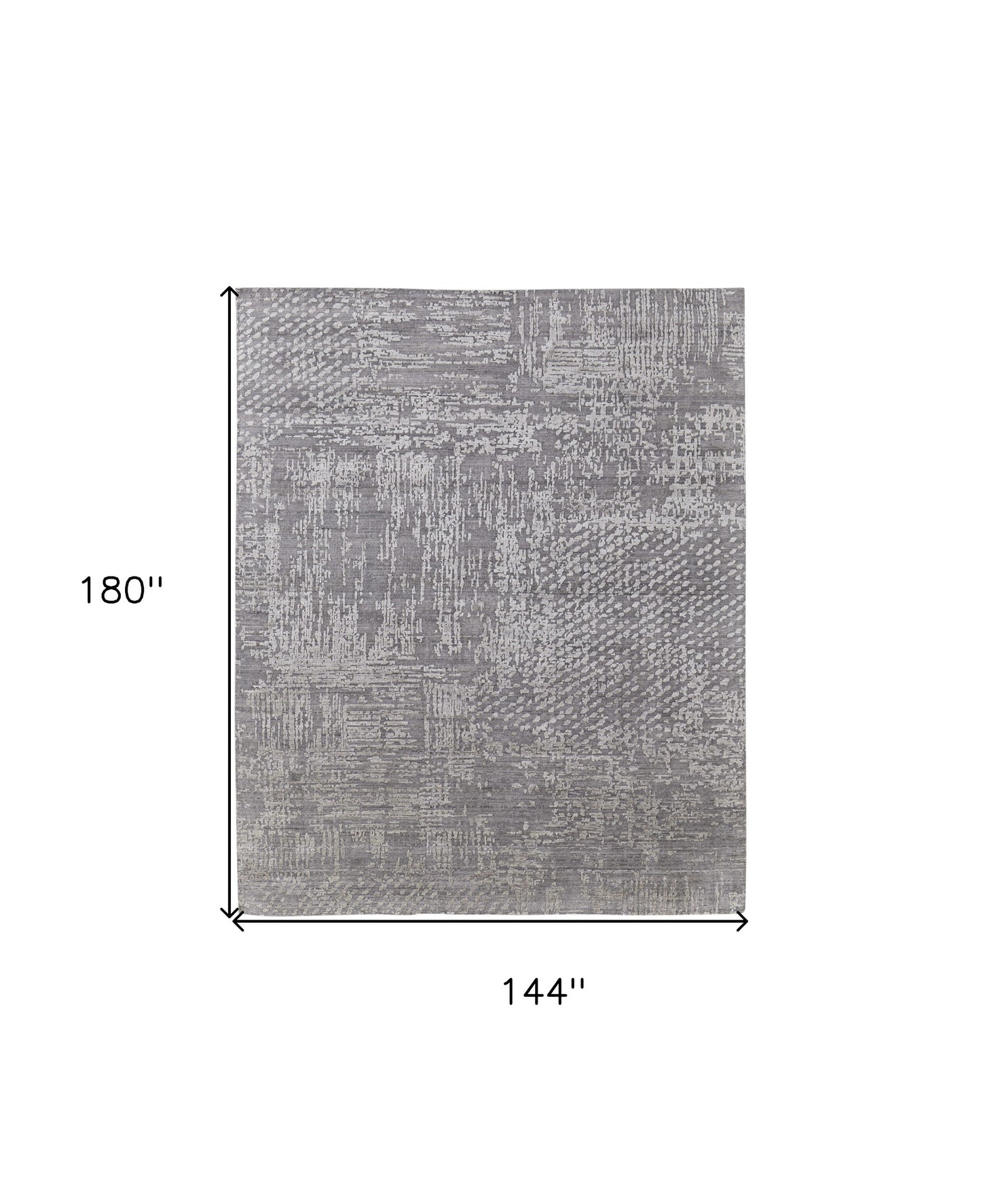 12' X 15' Gray and Silver Abstract Hand Woven Worn Faded Area Rug
