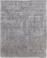 12' X 15' Gray and Silver Abstract Hand Woven Worn Faded Area Rug