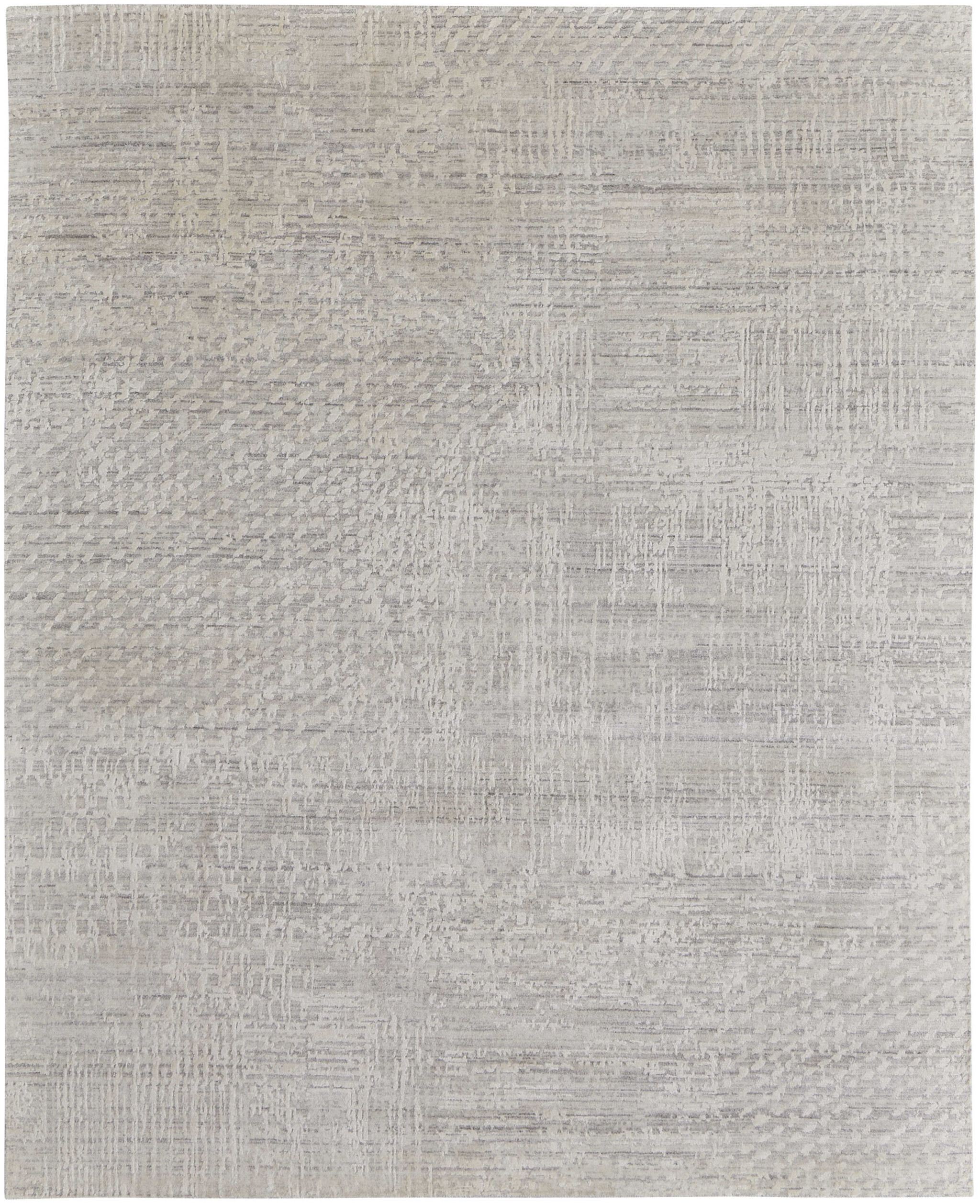 12' X 15' Ivory and Gray Abstract Hand Woven Worn Faded Area Rug