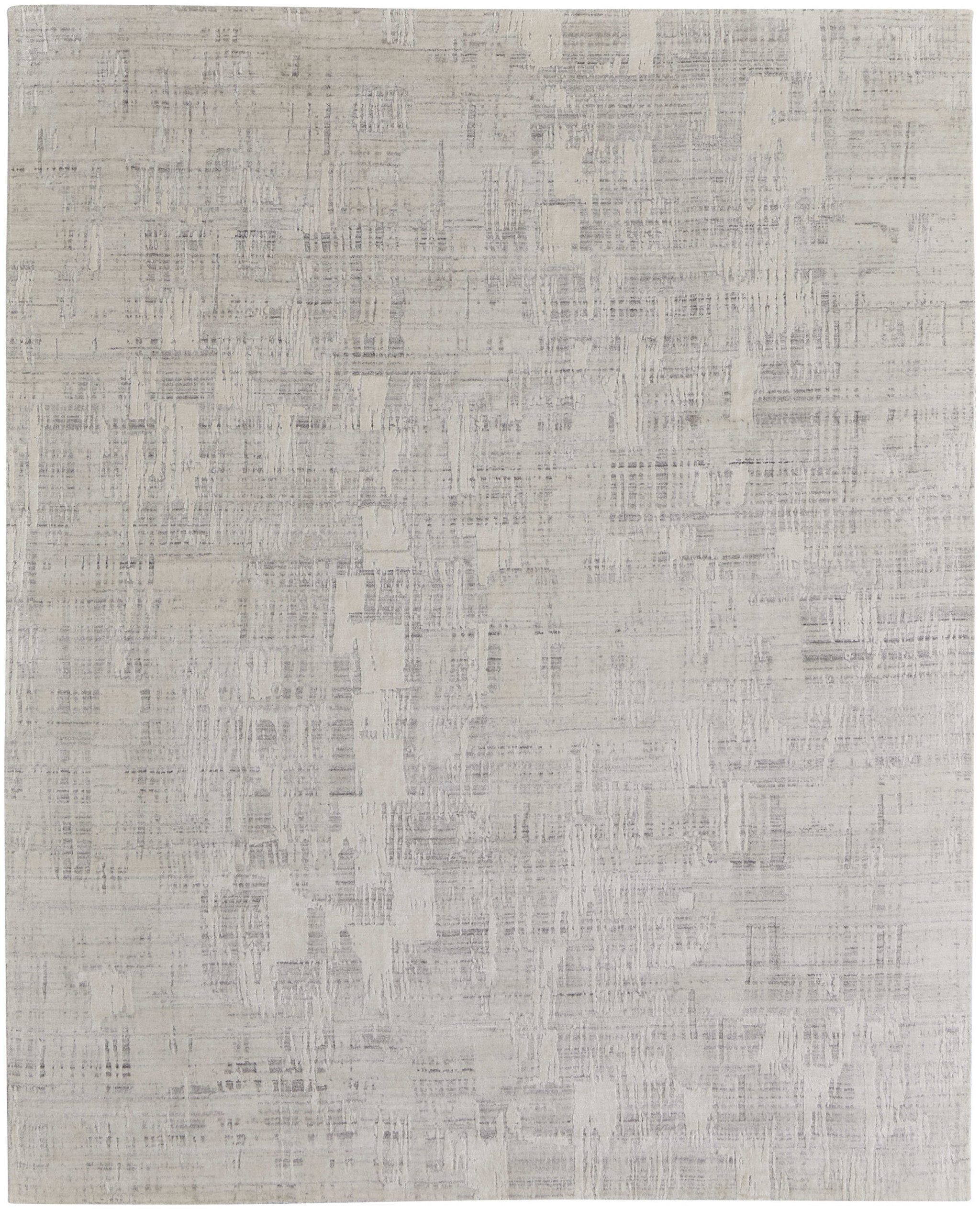 12' X 15' Ivory and Gray Abstract Hand Woven Worn Faded Area Rug