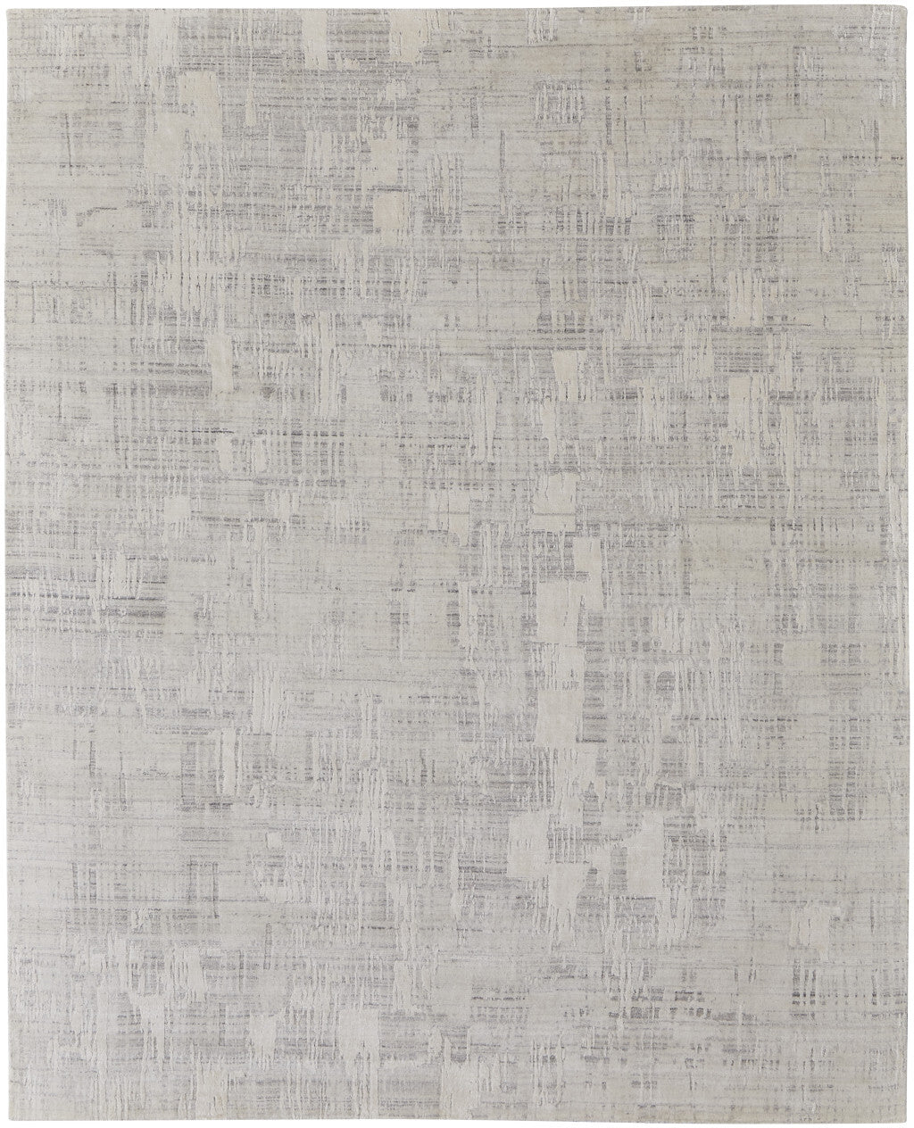 12' X 15' Ivory and Gray Abstract Hand Woven Worn Faded Area Rug